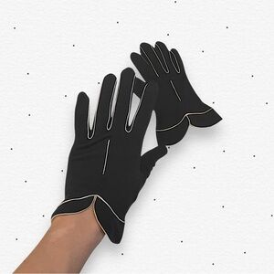 Vintage Elegant Black Women's Dress Gloves with Contrast Trim